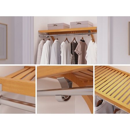 John Louis Home Solid Wood 12in. Deep 4ft. Shelf With Bar Kit Honey Maple JLH-640-B